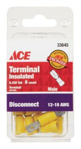 Insulated Wire Male Disconnect Yellow 8 pk