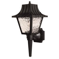 COLONIAL STYLE OUTDOOR WALL LANTERN, BLACK WITH CLEAR FLEMISH LE