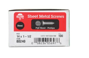 No. 14 x 1-1/2 in. L Phillips Flat Head Zinc-Plated Stee