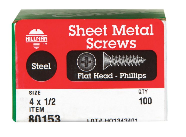 No. 4 x 1/2 in. L Phillips Flat Head Zinc-Plated Steel S