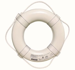 20 in. White Ring Buoy with Straps