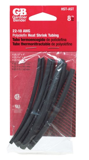 Heat Shrink Tubing Black 8 pk