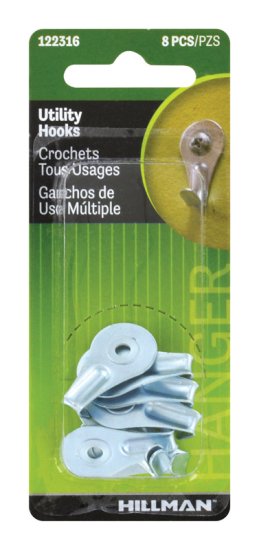 AnchorWire White Utility Utility Hooks 1 lb. 8 pk