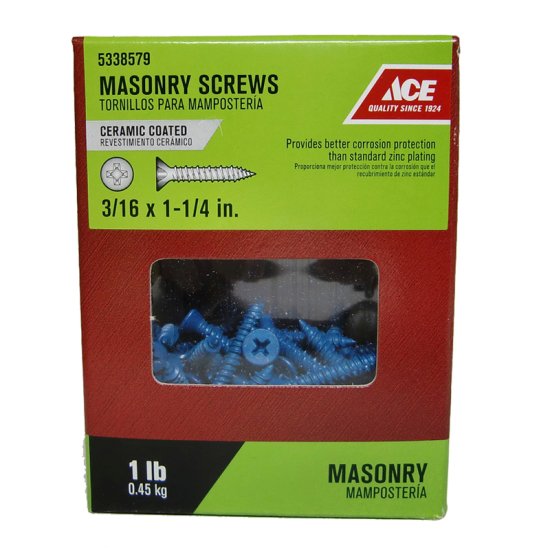 3/16 in. x 1-1/4 in. L Phillips Flat Head Masonry Screws 1 l