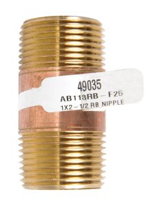 1 in. MPT x 2-1/2 in. L Red Brass Nipple