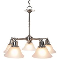 5-Light Brushed Nickel Chandelier with Frosted Glass
