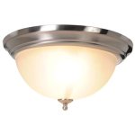 15 in. 2-Light Brushed Nickel Flushmount with Frosted G
