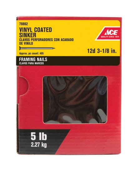 12D 3-1/8 in. Sinker Vinyl Steel Nail Checkered 5 lb.