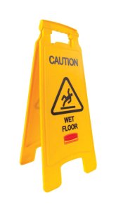 English Yellow Caution Easel Floor Sign 26 in. H x 11