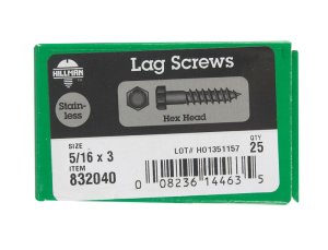 5/16 in. x 3 in. L Hex Stainless Steel Lag Screw 25 pk