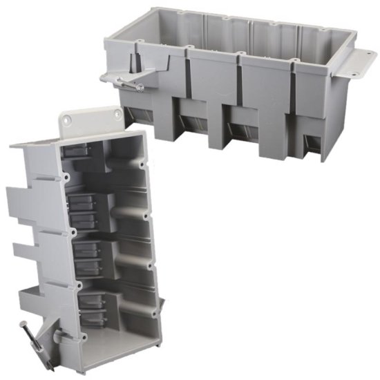 (image for) Rectangle PVC 4 gang Outlet Box Gray