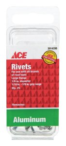 1/8 in. Dia. x 1/8 in. Aluminum Rivets Silver 25 pk