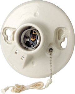 Porcelain Incandescent Medium Base Pull Chain Socket 1 p