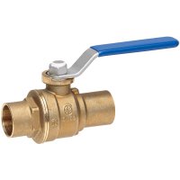 (image for) 1 in. Brass Sweat Ball Valve Full Port Quarter-Turn Lever For Water/Oil/Gas