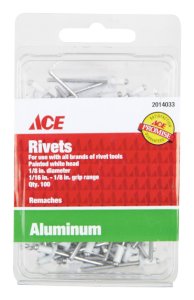 1/8 in. Dia. x 1/8 in. Aluminum Blind Rivets White 100 pk