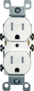 15 amps 125 volt Duplex White Tamper Resistant Outlet 5-15R 1 pk