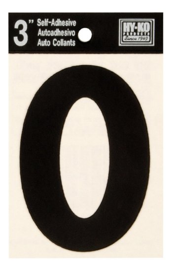 3 in. Black Vinyl Self-Adhesive Number 0 1 pc.