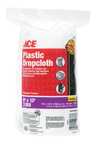 9 ft. W x 12 ft. L x 3 mil Plastic Drop Cloth 1 pk