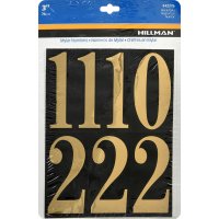 Hillman 3 in. Reflective Gold Vinyl Self-Adhesive Number Set 0-9