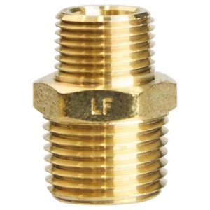 (image for)  1/2 in. MPT X 3/8 in. D MPT Brass Reducing Hex Nipple