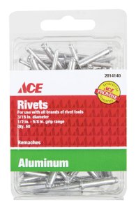 3/16 in. Dia. x 5/8 in. Aluminum Rivets Silver 50 pk