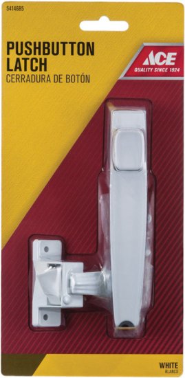 White White Steel Push Button Latch 1 pk