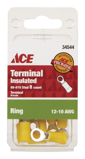 Insulated Wire Ring Terminal Yellow 8 pk