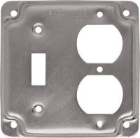 Square Steel 2 gang Box Cover For 1 Duplex Receptacle and 1