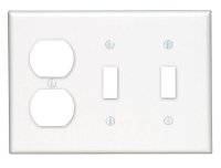 White 3 gang Thermoset Plastic Duplex/Toggle Wall Plate