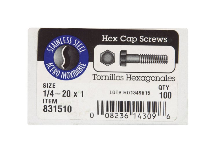 1/4-20 in. Dia. x 1 in. L Stainless Steel Hex Head Cap S