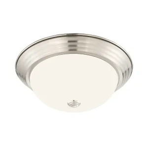 (image for) 13 In. 2-Light Bulb-Based Dome Flush Mount Fixture In Brushed Nickel