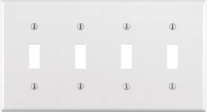 White 4 gang Thermoset Plastic Toggle Wall Plate 1 pk