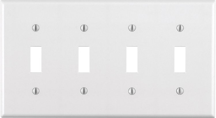 White 4 gang Thermoset Plastic Toggle Wall Plate 1 pk