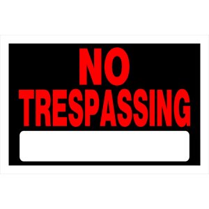 Hillman English Black No Trespassing Sign 8 in. H X 12 in. W