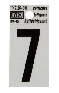 1 in. Reflective Black Vinyl Self-Adhesive Number 7 1 pc.