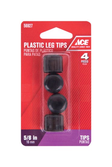 Plastic Leg Tip Black Round 5/8 in. W 4 pk