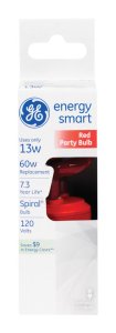 GE Energy Smart 13 watts T3 4.9 in. L CFL Bulb Red Decorative 1