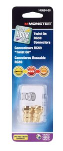 Monster Just Hook It Up Twist-On RG59 Coaxial Connector 2 pk