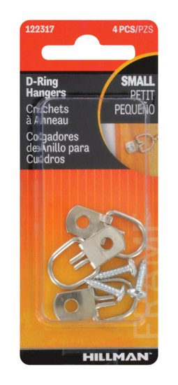 AnchorWire Steel Zinc Small D-Ring Hanger 1 lb. 4 pk