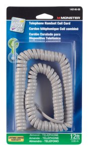 12 ft. L Almond Telephone Handset Coil Cord