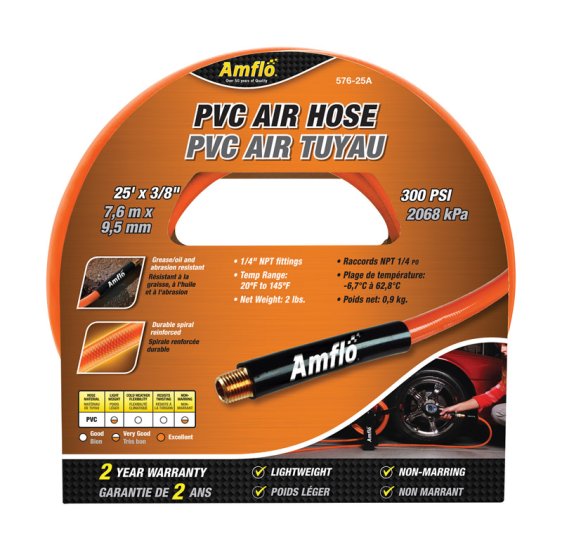 25 ft. L x 3/8 in. Dia. Polyvinyl Air Hose 300 psi Orange