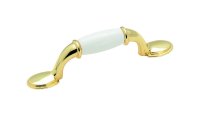 Cabinet Pull 3 in. White/Polished Brass