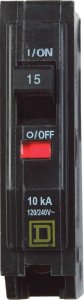 QO 15 amps Plug In Single Pole Circuit Breaker