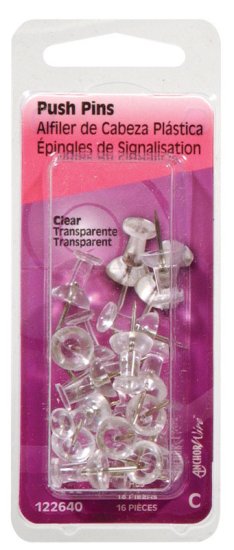 Clear Push Pins 16 pk