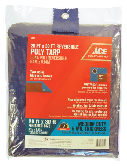 20 ft. W x 30 ft. L Medium Duty Polyethylene Tarp Blue/Brown