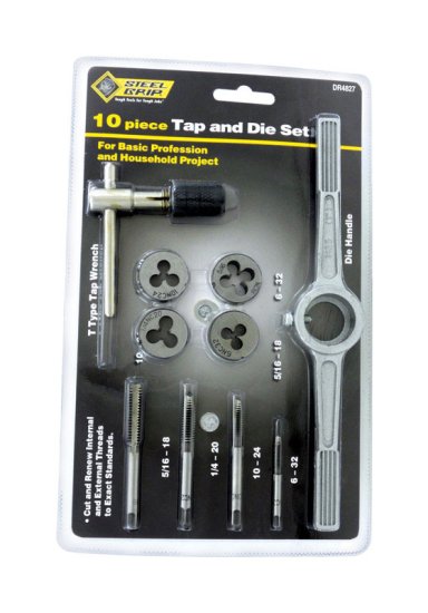 Steel SAE Tap and Die Set 6-32, 10-24, 1/4-20, 5/16-1