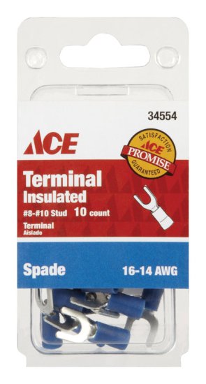 Insulated Wire Spade Terminal Blue 10 pk