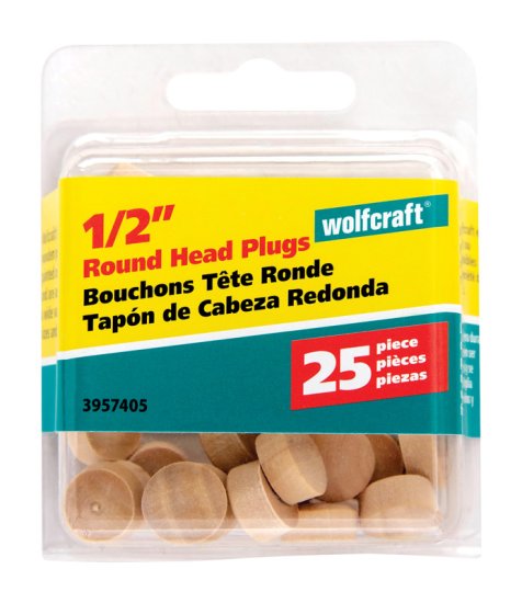 Round Birch Head Plug 1/2 in. Dia. x 0.3 in. L 1 pk Na