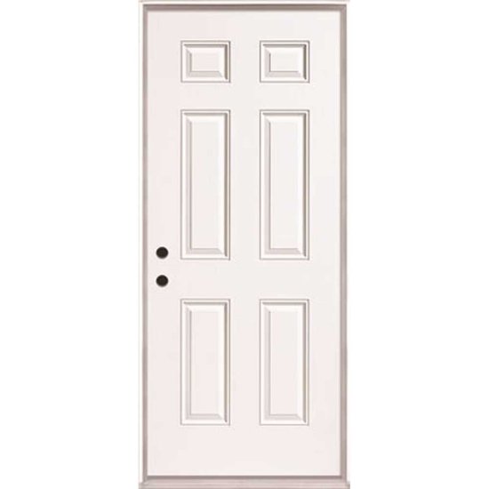 (image for) 36 in. x 80 in. Left Hand Inswing 6-Panel Primed Steel Prehung
