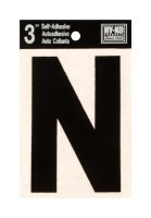 3 in. Black Vinyl Self-Adhesive Letter N 1 pc.